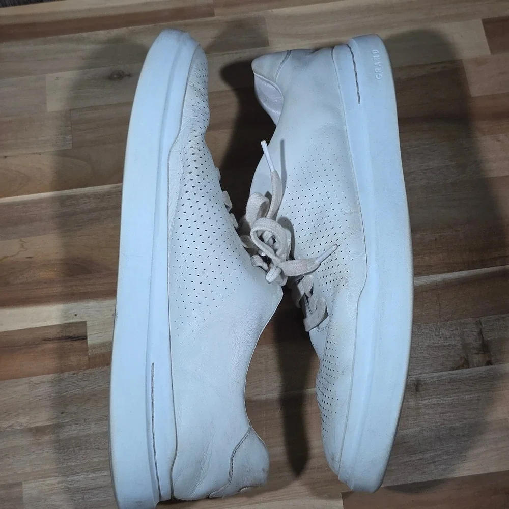 Cole Haan Grand Series Laser Perforated Leather Sneakers 12M White Mens‎